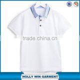 Custom Logo Bulk Blank White Kids Polo Shirts With Denim Collar