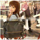 New Korean Women's Leather Handbag Leisure Synthetic Leather Tassel Shoulder Bag Large Capacity Handbag Black 18486 thumbnail-1