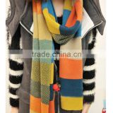 High quality colorful stripe long 180cn wool women autumn and winter wear rainbow knit scarf fashion