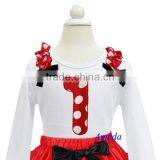 Girls Red White Polka Dots 1st Birthday White Long Sleeves Tee 1-7Y thumbnail-1