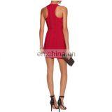 2017 HL Cutout Pleated Front Panels Red Delana Bandage Mini Dress thumbnail-2