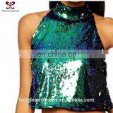 2015 Fahion Dress Luxury Dazzle Variable Malachite Green Sequins Neck Hung All Small Vest Hilum Sleeveless Female Evening Dress thumbnail-4