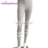 High Quality Elastic Custom Grey Striped Fitness Women Yoga Pants