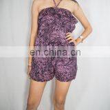 Hot Halter Neck Print Rayon Gypsy Playsuit Wholesale Women Jumpers.