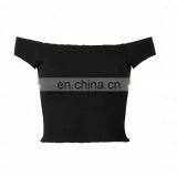 Guangzhou OEM Service Summer New Design Fashion off Shoulder Solid Colour Womens Crop Top thumbnail-2