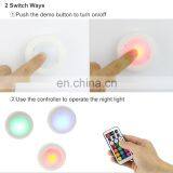 LED RGB Color Cabinet Wireless Lights Battery Operated Puck Light With Remote Control thumbnail-5