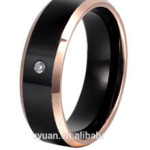 Tire pattern brushed grooved tungsten gold ring