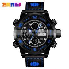 SKMEI Brand 1371 Stainless Steel Back Genuine Leather Mens Analog Quartz Watches thumbnail-2