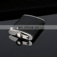 Portable Alcohol Stainless Steel Whisky PU Leather 8oz 6oz Matt Engraved Black Big Hip Flask thumbnail-3