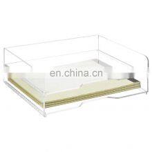 Clear Acrylic Stackable Desktop Document Trays 2 Tier Office File Folder Storage Organizers thumbnail-2