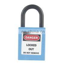 38mm plastic shackle safety padlock nylon masterlock safety padlock long shackle loto safety lockout padlocks