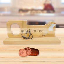 Bamboo Sausage Cutter Slicer Durable Rubber Tree Wood With Stainless Steel Blade thumbnail-4