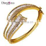 Full Channel Setting Cubic Zircon Crystals Lead Free Women Bridal Jewelry Bangle