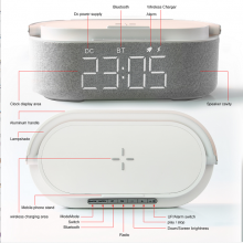 Best Seller Wireless Charger Charging With Bluetooth Speaker & Night Light Alarm Clock With Phone Holder thumbnail-5