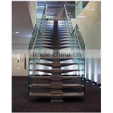 N119 Creater House Wood Glass Stairs, Manufacturer Customied Glass Staircase, Hot Sale Straight Floating Glass Wood Stairs Quality Choice thumbnail-6