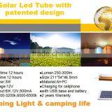 Solar LED Tube With USB Base and Battery Inside