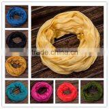 Trend All-match Dubai Muslim Man Women Neck Warmer Real Silk Solid Infinity Scarf