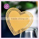 Custom Manufacturer Love Heart Shape Laser Cut Wedding Wine Glass Place Card JK-75 thumbnail-1