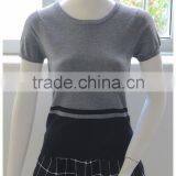 Gray knitting wear women crewneck summer knitted pullover