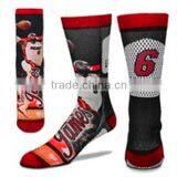 Basketball Super Star Photo Digital Print Socks of China Socks Factory, Screen Printed Socks, Photo Print Socks