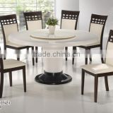 2015 Latest Stainless Marble Top Table Cushion Solid Wood Chair for Indonesia