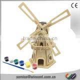 Kids Educational DIY Solar Energy Toys 3D Puzzle Wooden Windmill thumbnail-1