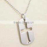 Engraved Cross Dog Tags Fashion Pendant Necklace thumbnail-4
