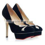 Latest Sheepskin Footwear High Heels Woman Shose 2016 With Bowknot thumbnail-1