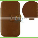 Brown wrist mobil phone leather case for samsung galaxy note