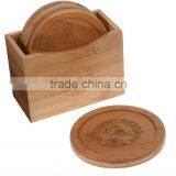 2016 New Products Handmade Custom Cheap 5 Piece Heavy Duty Round Bamboo Coaster Set thumbnail-3
