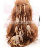 Boho Hippie Feather Leaf Hairband Tassels Weave Headband Elastic Headdress