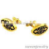 Gold and Black Color Plated Shirt 316l Stainless Steel Aigner Cufflinks