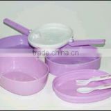 PP Four layers oval lunch box with handle,have separate compartment,fork and spoon..CMYK+White (Heat transfer).