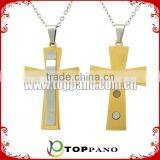 Lucky Cross Pendant Jewelry IPG gold plating 316L stainless steel pendant with quantum energy pendant for ladies