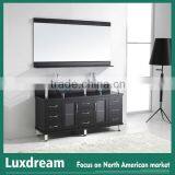 48" Black Bathroom Vanity Glass Sink With Stainless Steel Legs thumbnail-3