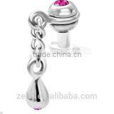 High Polished Teardrop With Chain Dermal Anchor Body Piercing Jewelry thumbnail-1