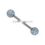 Light Blue Soccer Ball Barbell Tongue Ring Jewelry Body Piercing