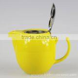 350ml Elegant Yellow Color Glazed Mini Chinese Ceramic Teapot With Stainless Steel Infuser And Lids thumbnail-5
