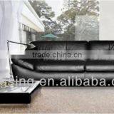 Made in China Chrome Legs Grey Leather Sofa