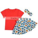 Kids Cotton Toddler Girl Clothing Pleated Skirt Fancy Skirt Top Designs