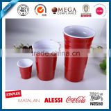Different size Reusable Red Cup,two tone melamine drink up for party, eco reusable smoothie cups