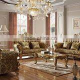 New Classic Living Room Furniture Wooden Hand Carved Fabric Sofa Set thumbnail-1