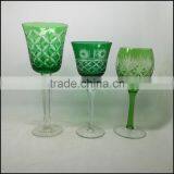 6 oz -12 oz Green Series Hand Cut Home Daily Used Wine Glass With Polished Blue Stem thumbnail-5
