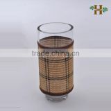 Handblown cylinder shaped footed glass vase