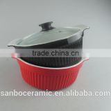 Small Red Ceramic Cookware Pot, Ceramic Stew Pot, Red Ceramic thumbnail-1
