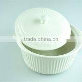 White Round Porcelain Tureen, Stock Cheap Ceamice Tureen With Lid,double Ears Tureens thumbnail-3