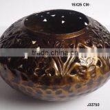 Aluminium Votive With Hand Cut Patterns in Dark Brass Finish Can be Made in Other Finish thumbnail-1