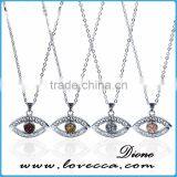 S925 Sterling Silver Evil Eye Natural Drusy Agate Crystal Quartz Geode Druzy Pendant thumbnail-3