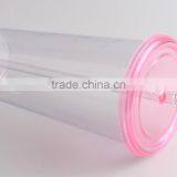 Single Wall Clear Transparent 16oz Plastic Tumbler With Straw And Lids thumbnail-5