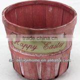 RED WASH ROUND HAPPY EASTER BAMBOO CHIP BASKET thumbnail-1